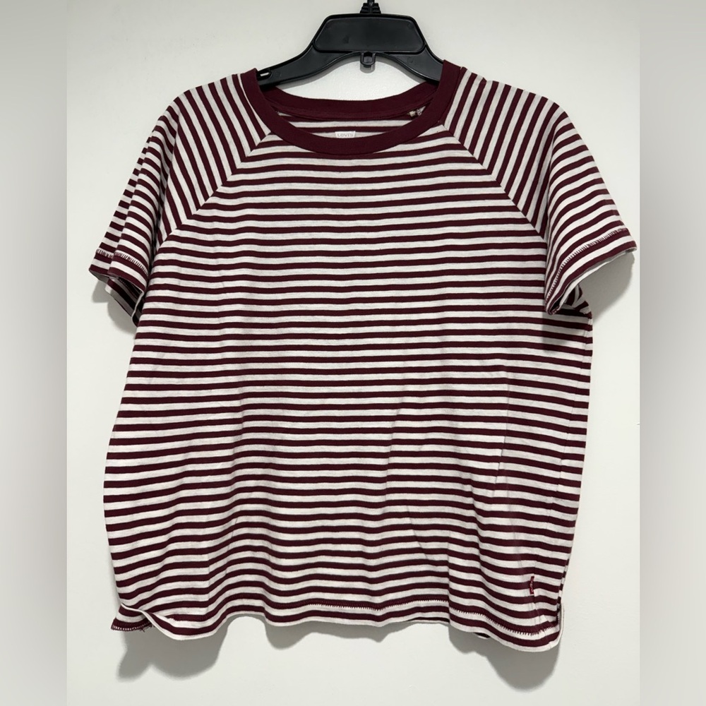 Levi’s Deep Red and White Striped Tshirt